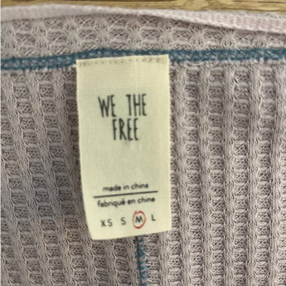 We The Free Free People Dahlia Thermal Top Size M Purple Bell Sleeve Oversized - Picture 4 of 7
